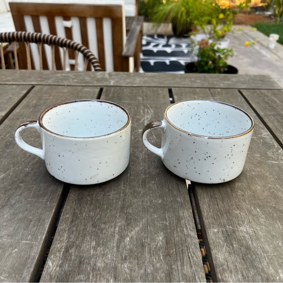 Vintage Japan Stoneware Blue Flower Speckled Soup Bowl or Large Mug Set of Two - Picture 7 of 10